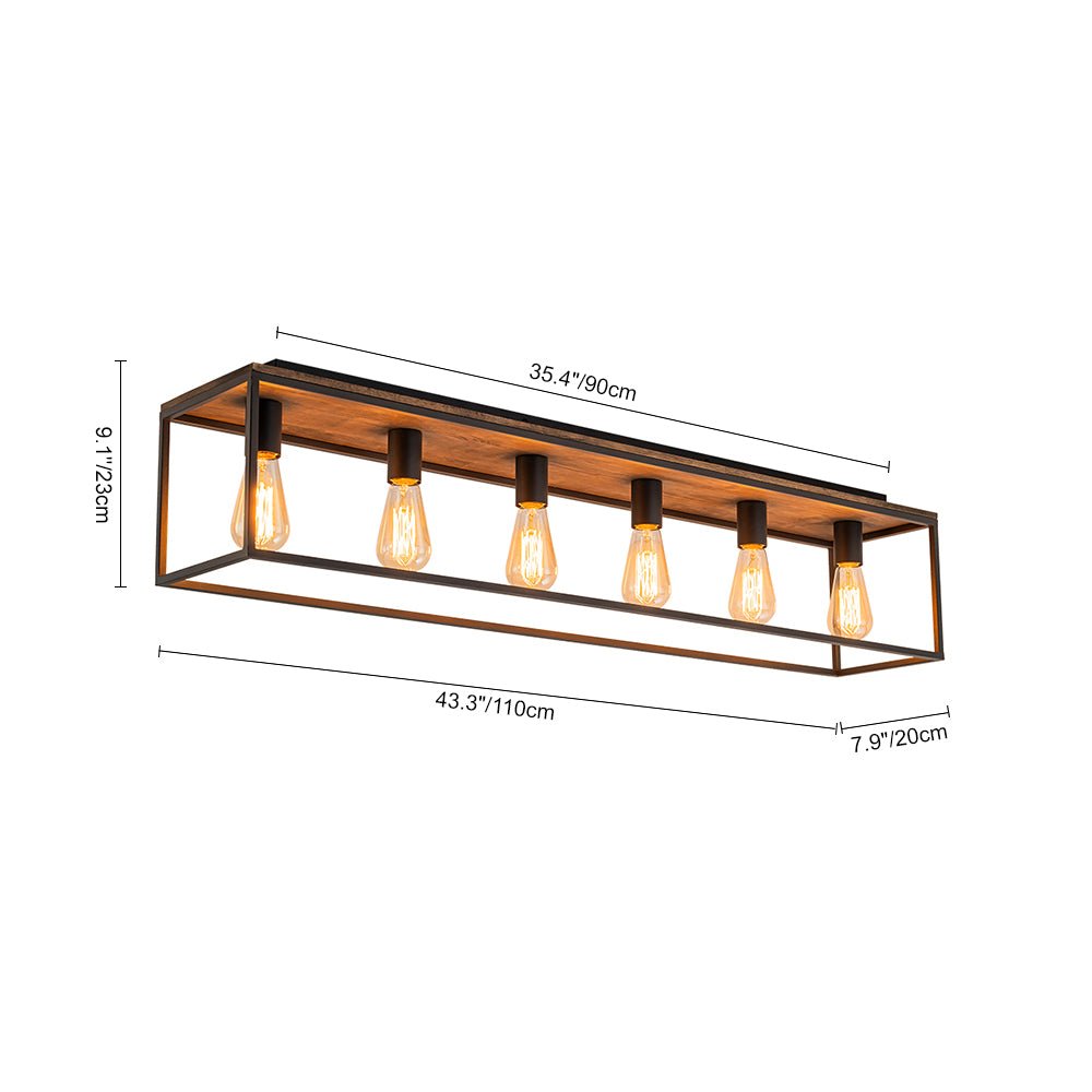 5-Light Rectangular Cage Flush Mount Ceiling Light