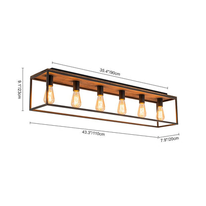5-Light Rectangular Cage Flush Mount Ceiling Light