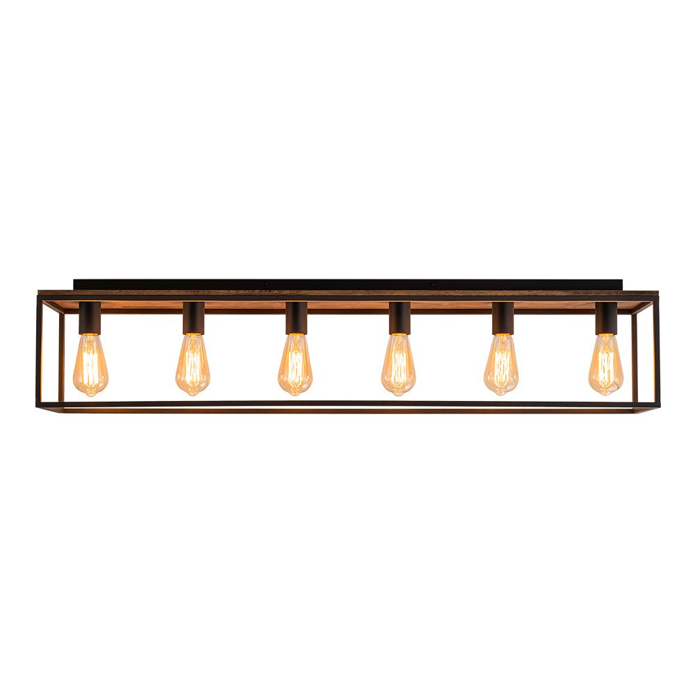 5-Light Rectangular Cage Flush Mount Ceiling Light