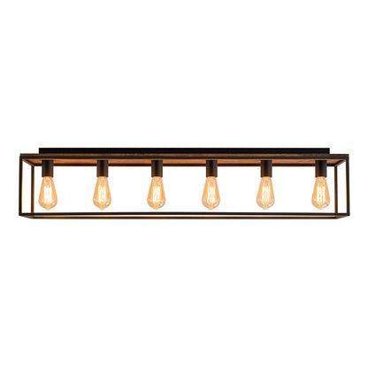 5-Light Rectangular Cage Flush Mount Ceiling Light