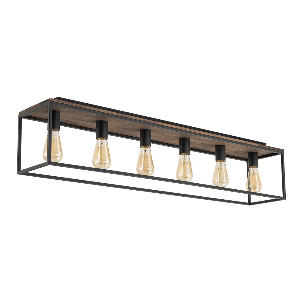 5-Light Rectangular Cage Flush Mount Ceiling Light