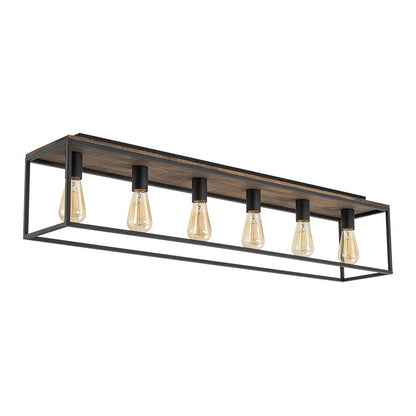 5-Light Rectangular Cage Flush Mount Ceiling Light