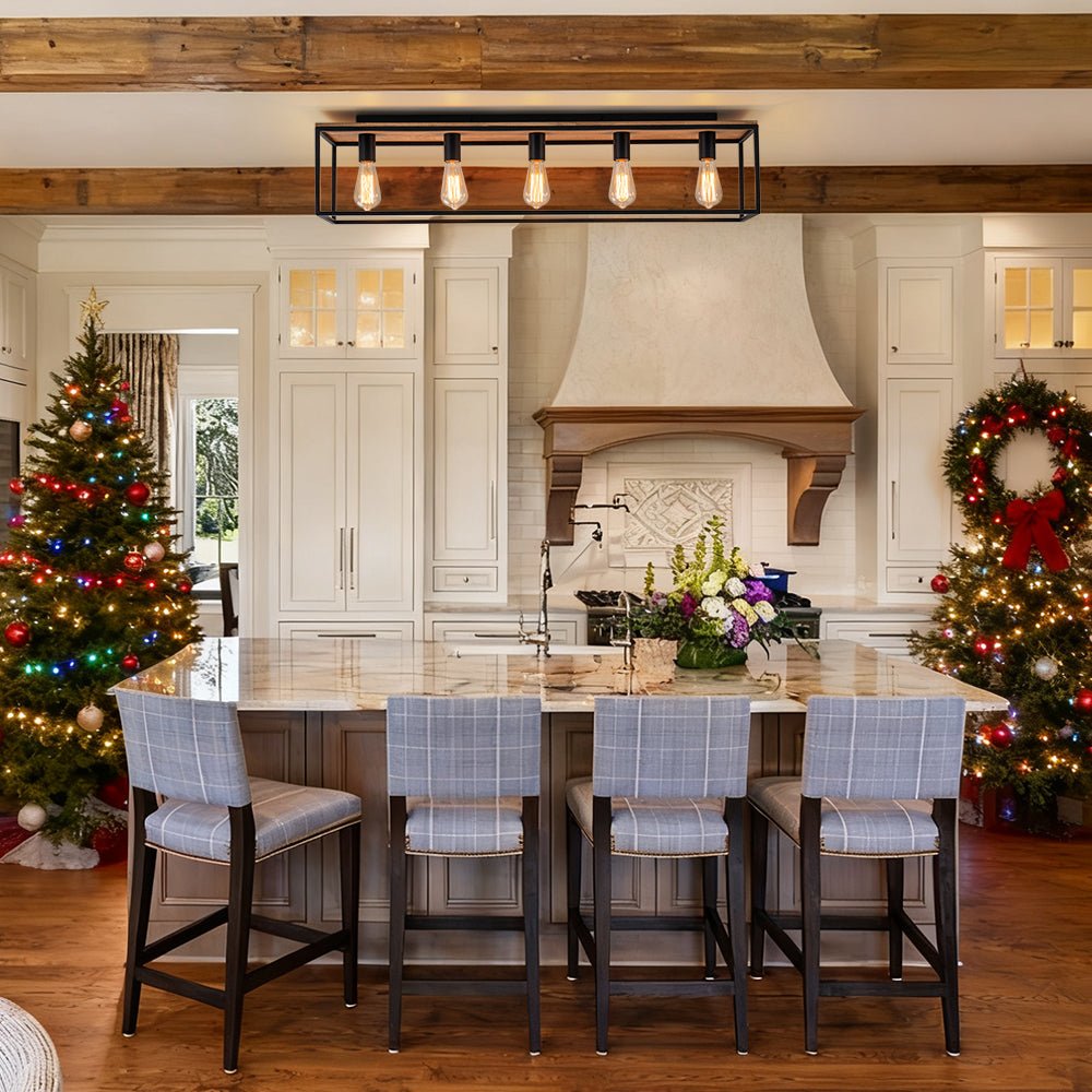 5-Light Rectangular Cage Flush Mount Ceiling Light