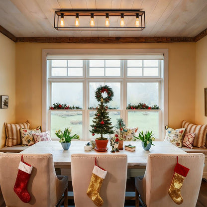 5-Light Rectangular Cage Flush Mount Ceiling Light