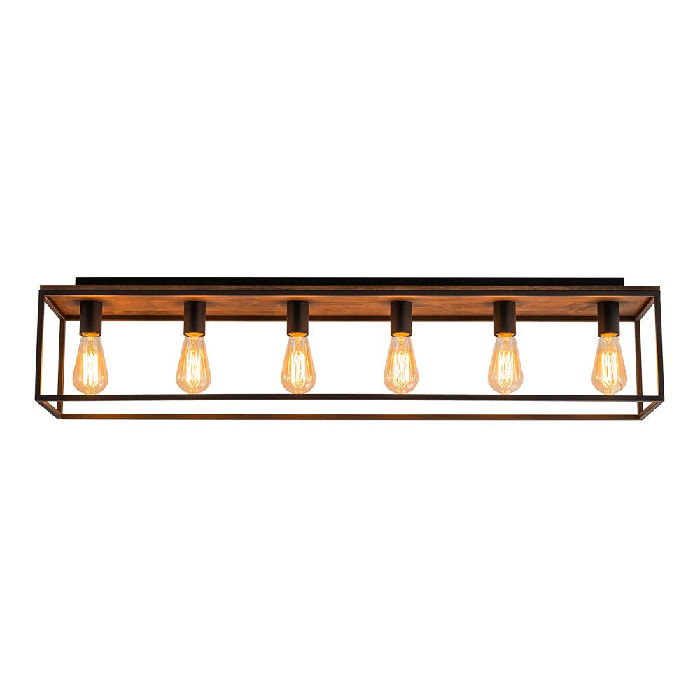 5-Light Rectangular Cage Flush Mount Ceiling Light