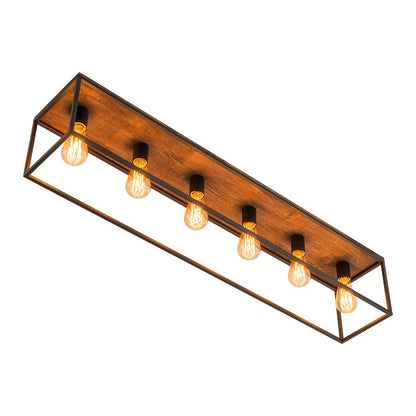 5-Light Rectangular Cage Flush Mount Ceiling Light
