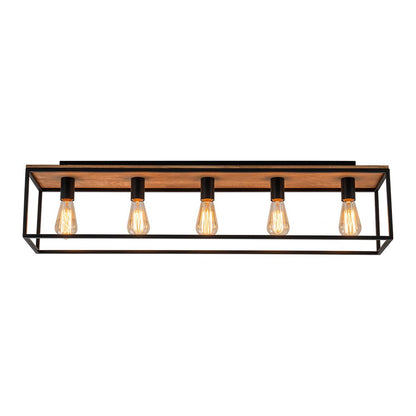 5-Light Rectangular Cage Flush Mount Ceiling Light