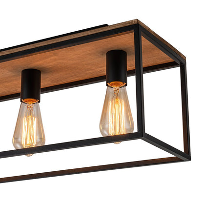 5-Light Rectangular Cage Flush Mount Ceiling Light