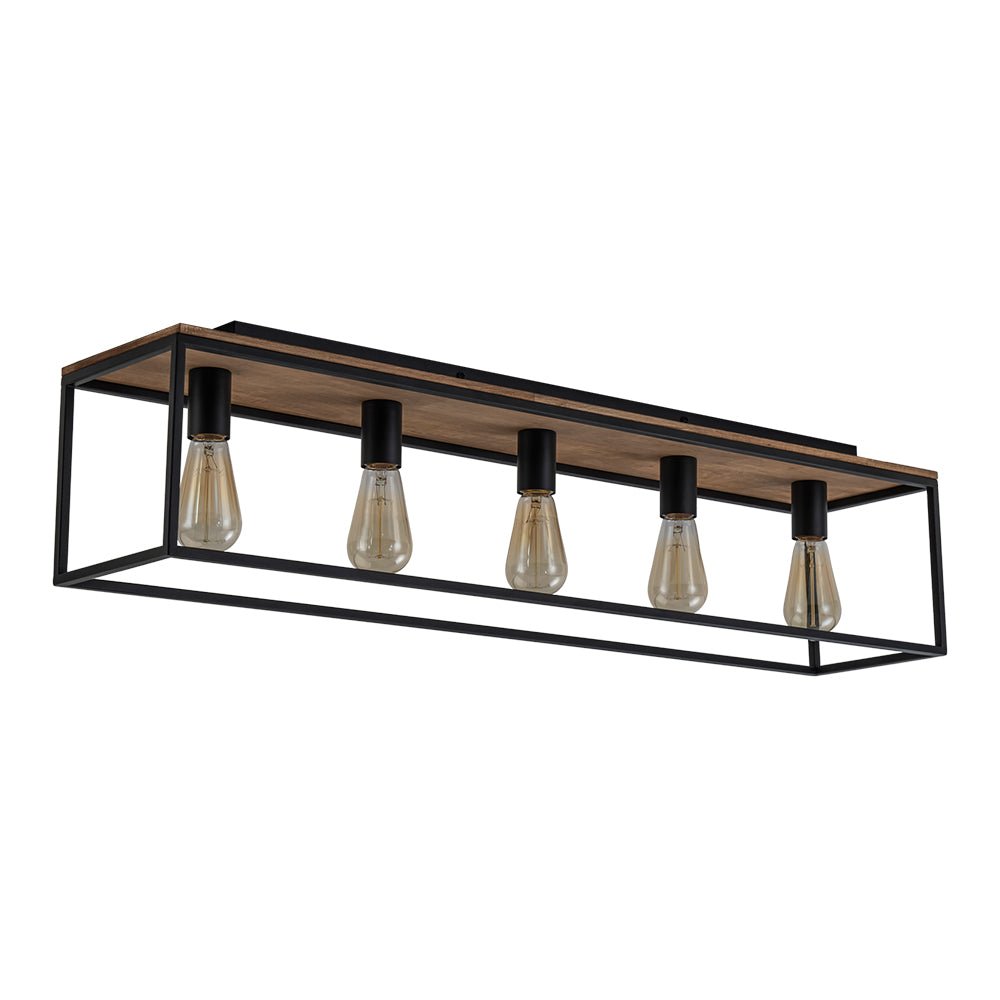 5-Light Rectangular Cage Flush Mount Ceiling Light