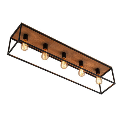 5-Light Rectangular Cage Flush Mount Ceiling Light