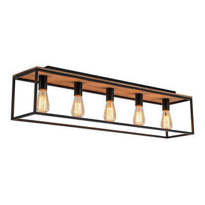 5-Light Rectangular Cage Flush Mount Ceiling Light