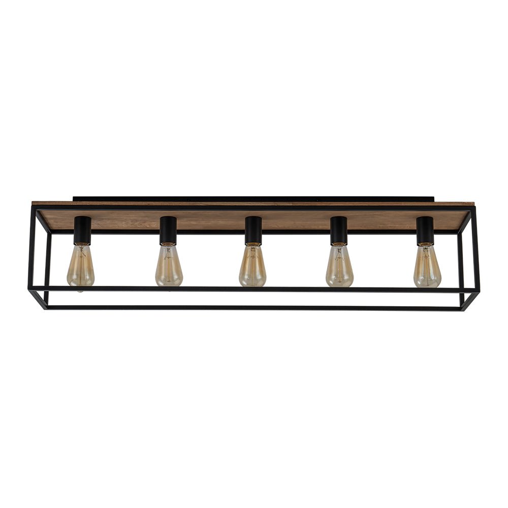 5-Light Rectangular Cage Flush Mount Ceiling Light