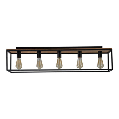5-Light Rectangular Cage Flush Mount Ceiling Light