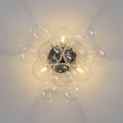 Brass Glass Globe Cluster Bubble Semi-Flush Mount