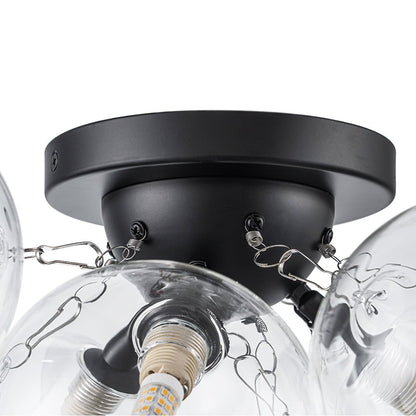 Brass Glass Globe Cluster Bubble Semi-Flush Mount