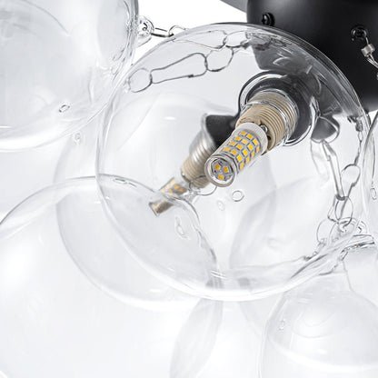 Brass Glass Globe Cluster Bubble Semi-Flush Mount