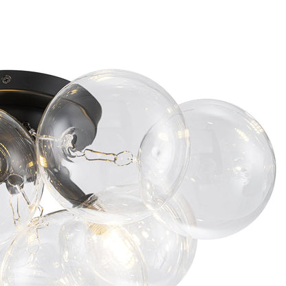 Brass Glass Globe Cluster Bubble Semi-Flush Mount