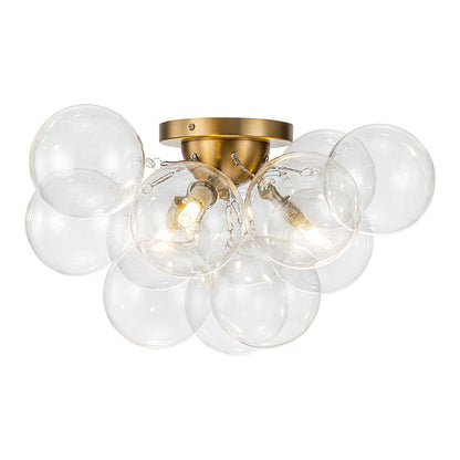 Brass Glass Globe Cluster Bubble Semi-Flush Mount