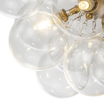 Brass Glass Globe Cluster Bubble Semi-Flush Mount