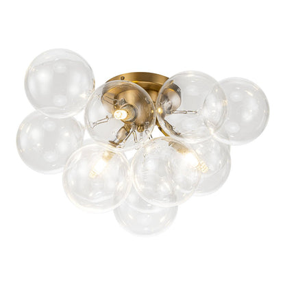 Brass Glass Globe Cluster Bubble Semi-Flush Mount