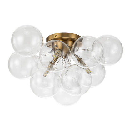 Brass Glass Globe Cluster Bubble Semi-Flush Mount