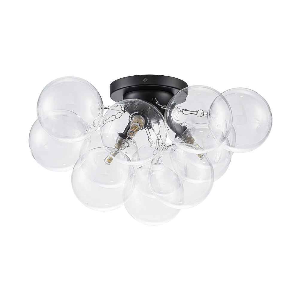 Brass Glass Globe Cluster Bubble Semi-Flush Mount