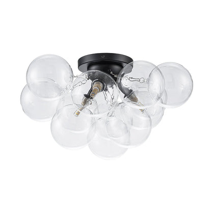 Brass Glass Globe Cluster Bubble Semi-Flush Mount