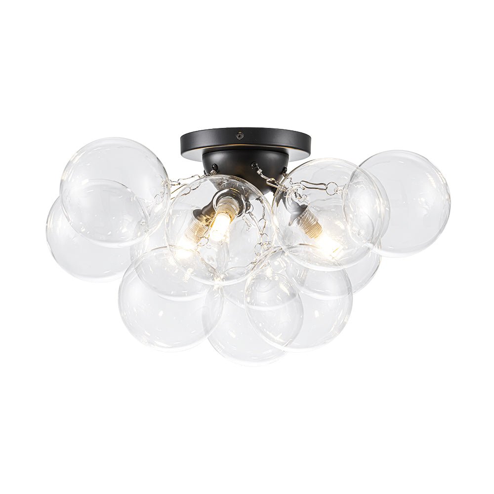 Brass Glass Globe Cluster Bubble Semi-Flush Mount