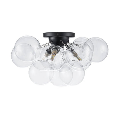 Brass Glass Globe Cluster Bubble Semi-Flush Mount