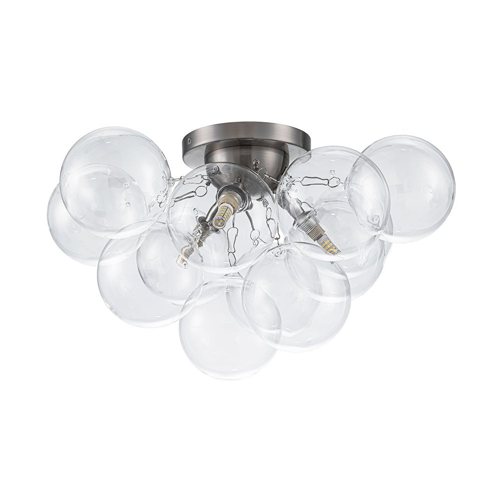Brass Glass Globe Cluster Bubble Semi-Flush Mount
