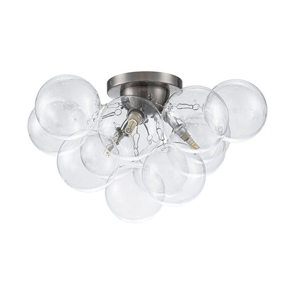Brass Glass Globe Cluster Bubble Semi-Flush Mount