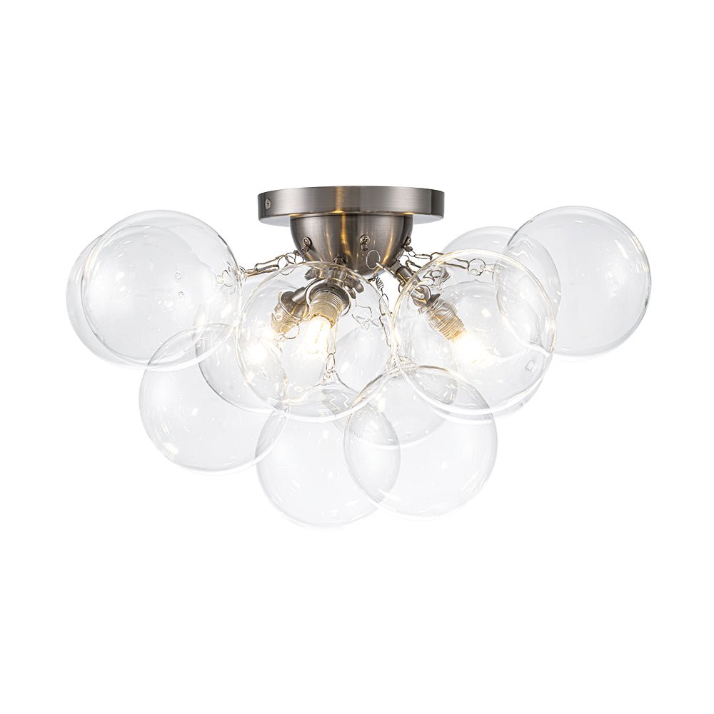 Brass Glass Globe Cluster Bubble Semi-Flush Mount