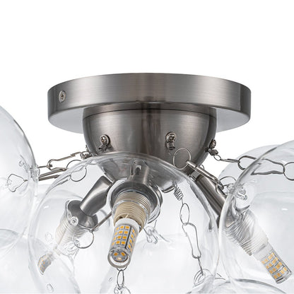 Brass Glass Globe Cluster Bubble Semi-Flush Mount