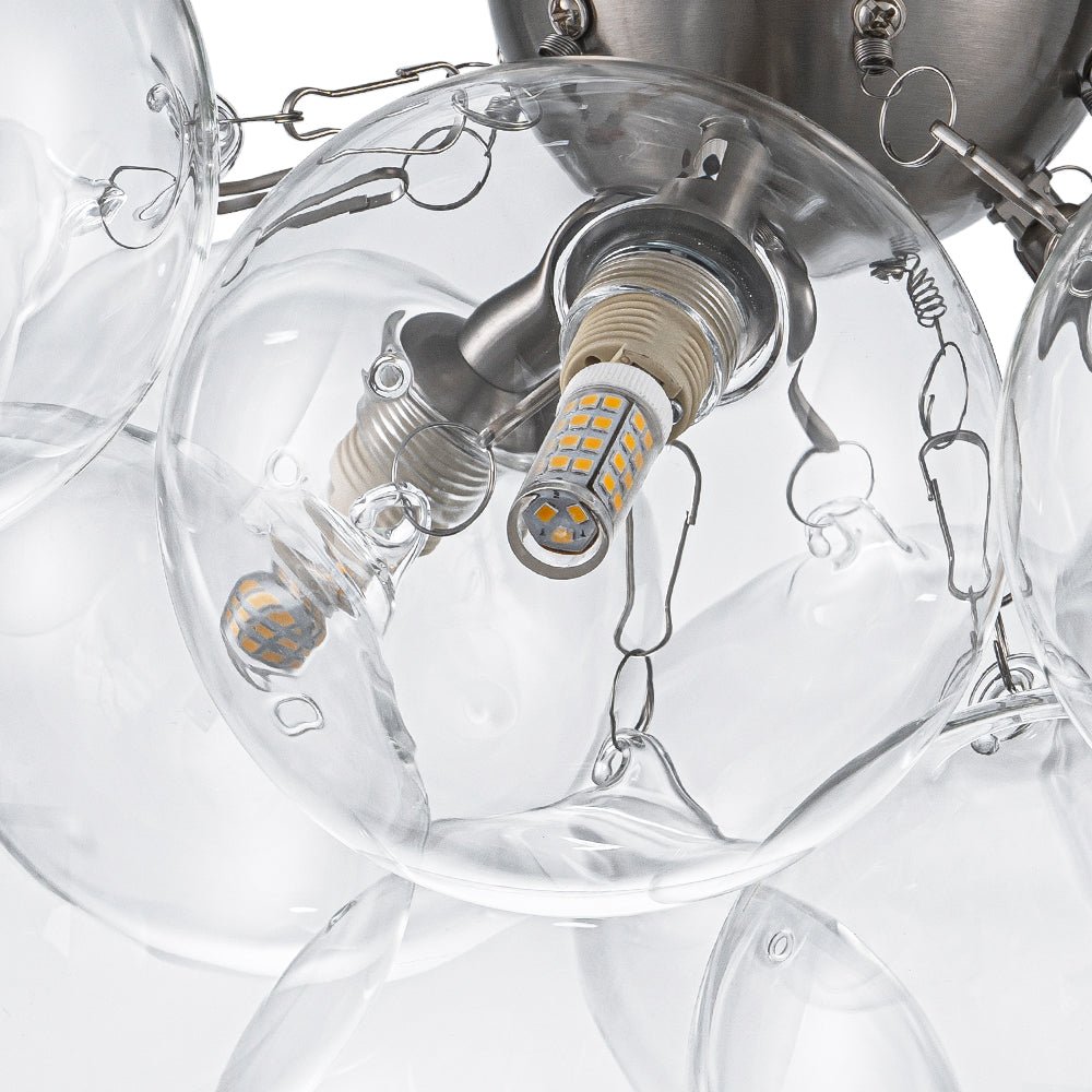 Brass Glass Globe Cluster Bubble Semi-Flush Mount