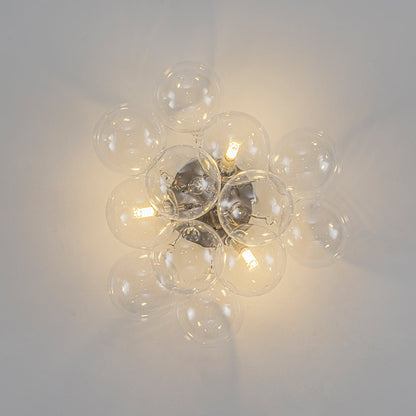 Brass Glass Globe Cluster Bubble Semi-Flush Mount