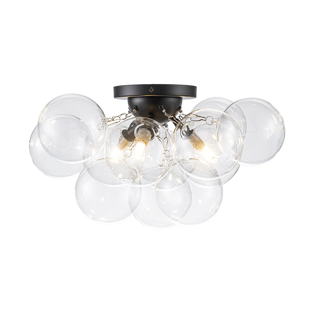 Brass Glass Globe Cluster Bubble Semi-Flush Mount