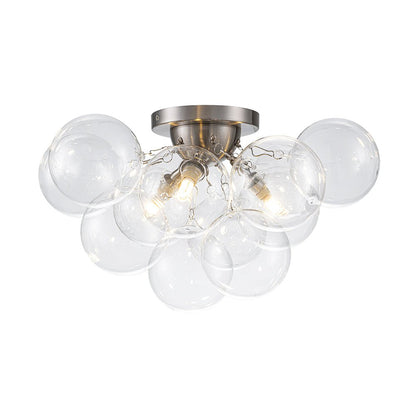 Brass Glass Globe Cluster Bubble Semi-Flush Mount