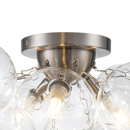 Brass Glass Globe Cluster Bubble Semi-Flush Mount