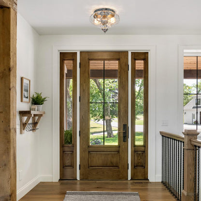 Farmhouse Glass Flush Mount Ceiling Light