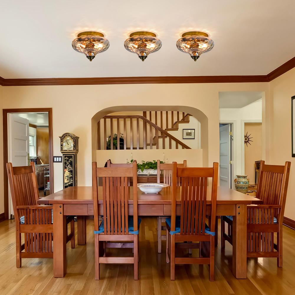 Farmhouse Glass Flush Mount Ceiling Light