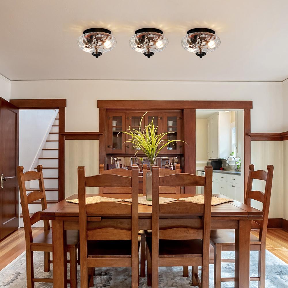 Farmhouse Glass Flush Mount Ceiling Light