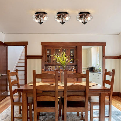 Farmhouse Glass Flush Mount Ceiling Light