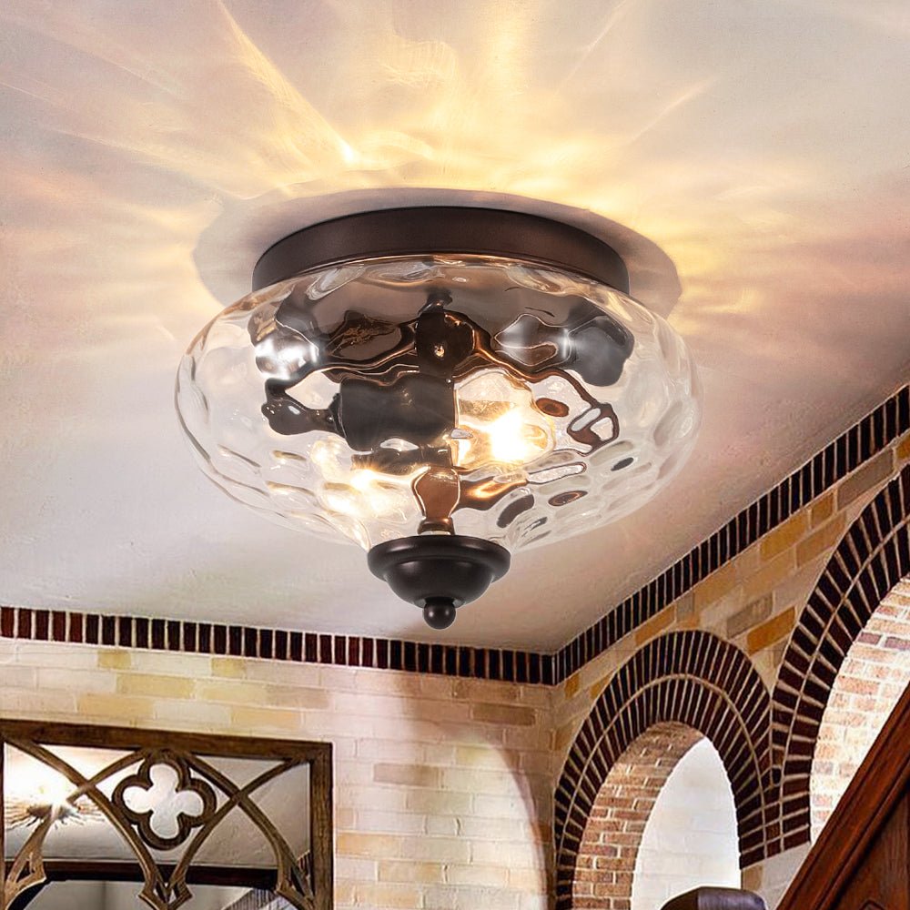 Farmhouse Glass Flush Mount Ceiling Light