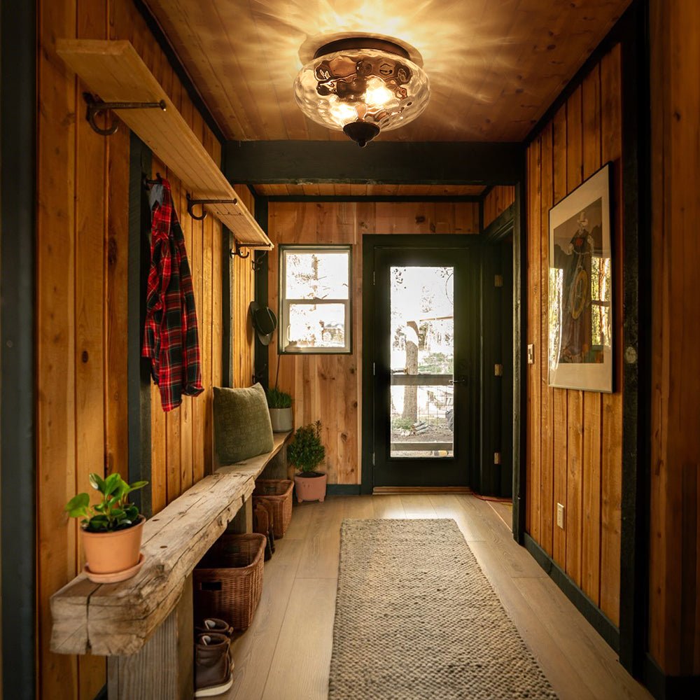 Farmhouse Glass Flush Mount Ceiling Light