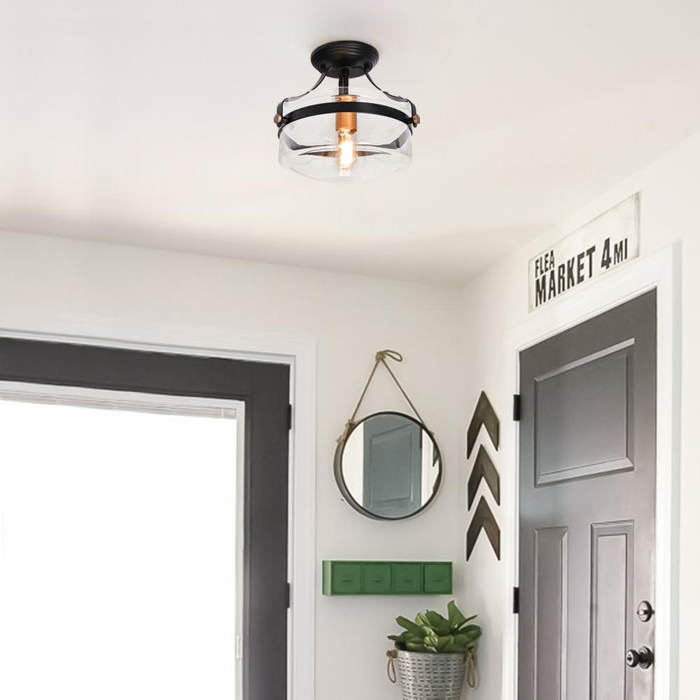 Farmhouse Round Glass Semi Flush Mount