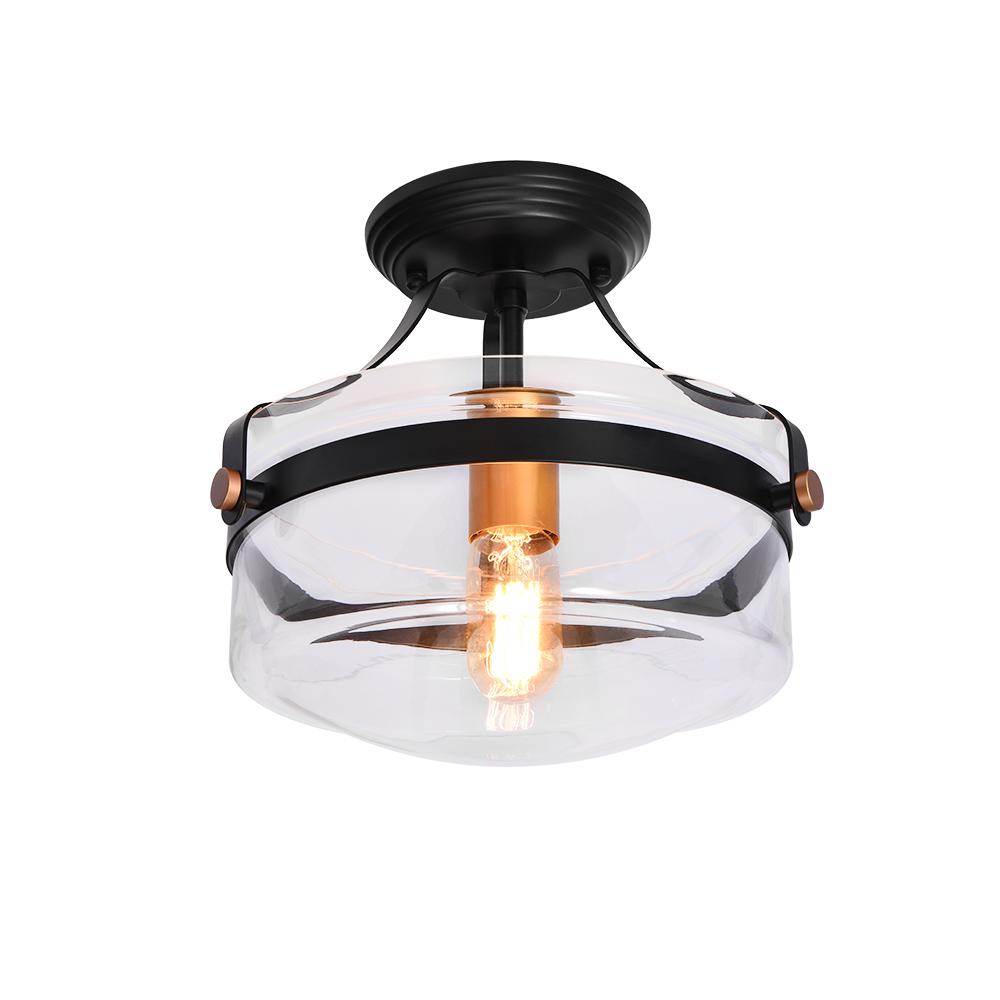 Farmhouse Round Glass Semi Flush Mount
