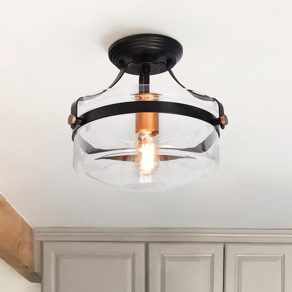 Farmhouse Round Glass Semi Flush Mount
