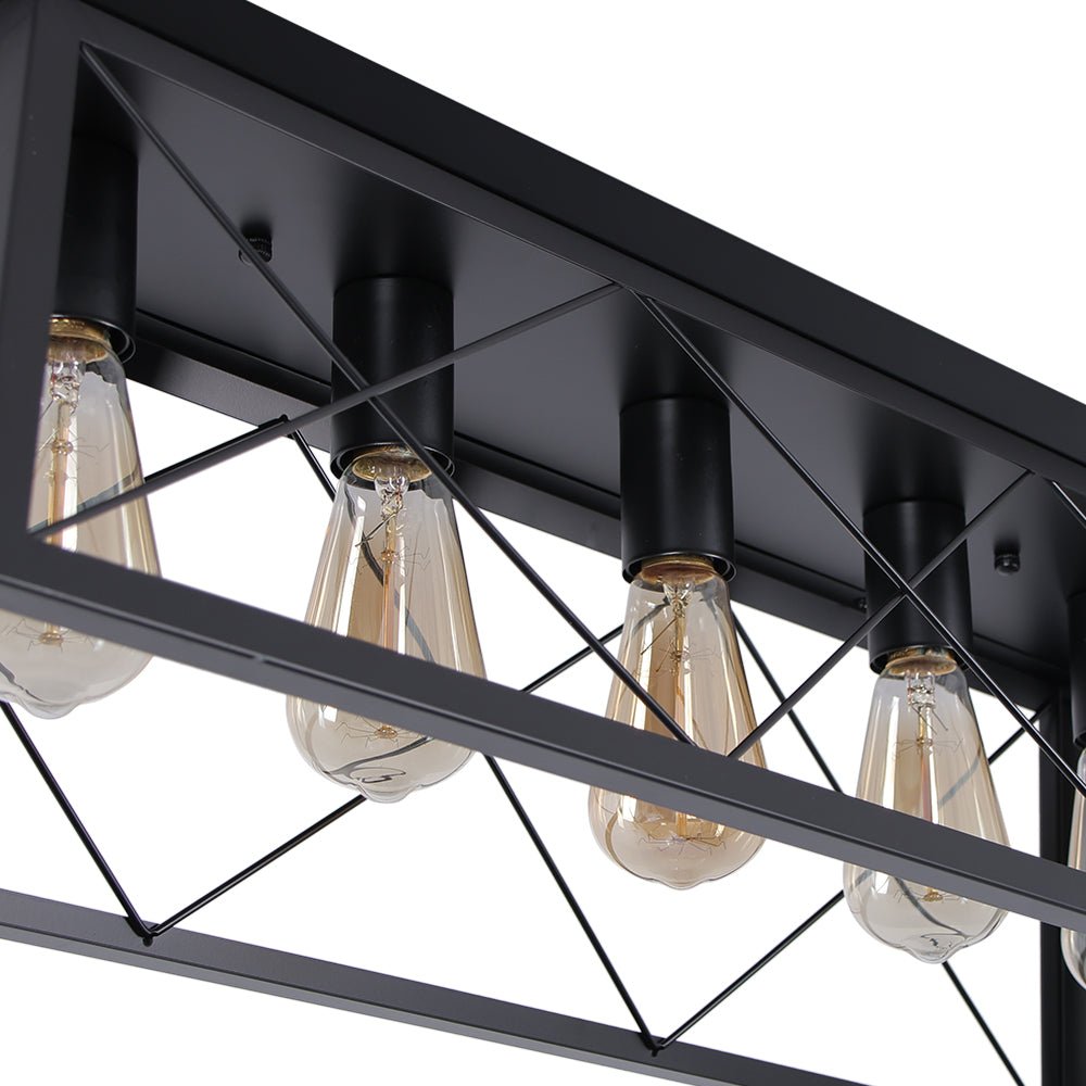 Farmhouse Rectangle Cage Island Flush Mount Ceiling Light