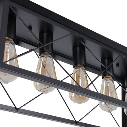 Farmhouse Rectangle Cage Island Flush Mount Ceiling Light