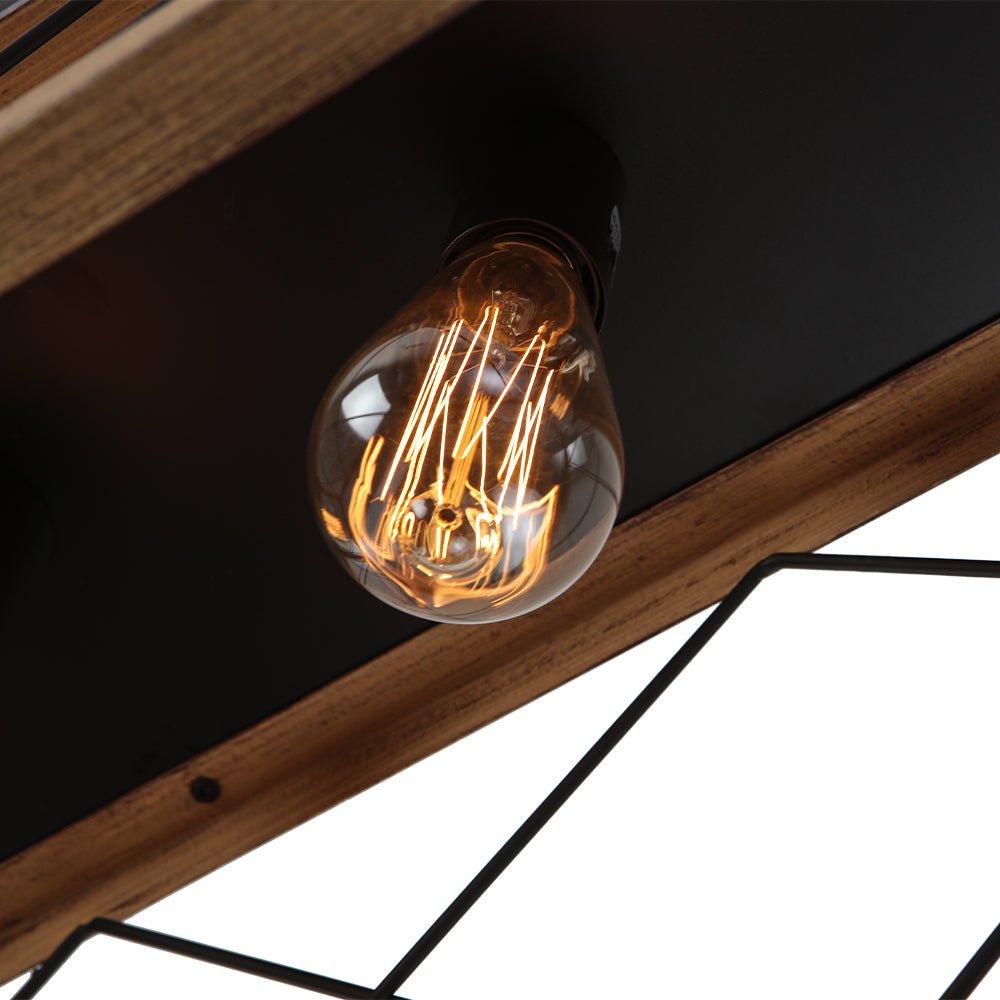 The Artisan Linear Island Chandelier | Real Solid Wood & 5 Free Edison Bulbs